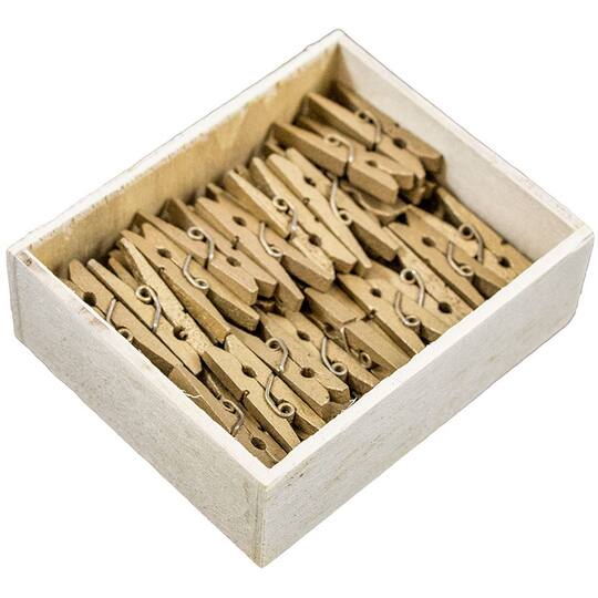 JAM Paper 1.125" Gold Wood Clip Clothespins, 50ct.